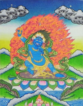 ブルー マハカル タンカ仏教 Oil Paintings